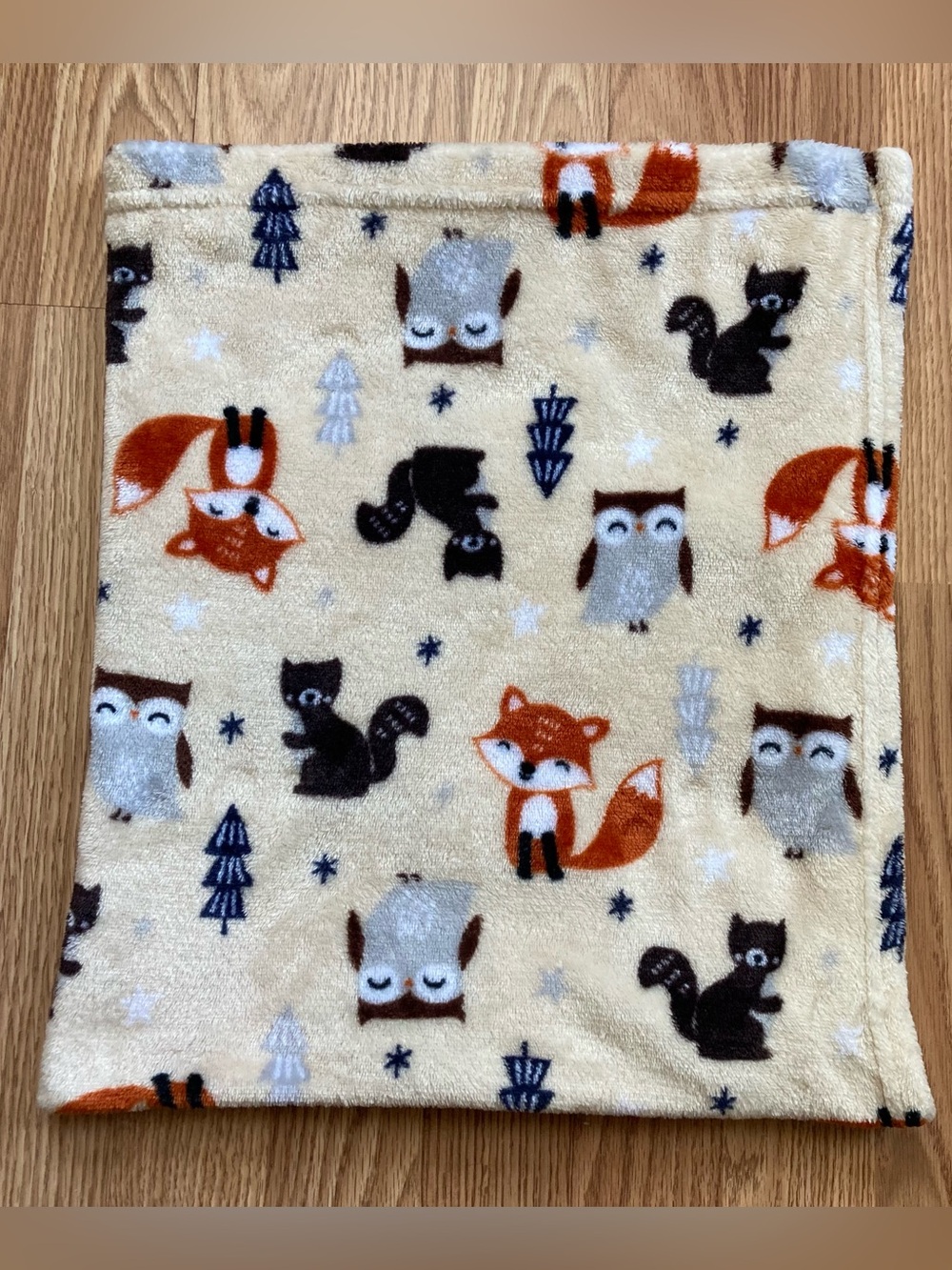 Parents Choice Baby Blanket Woodland Animals Fox Owl Squirrel Plush 30 x 35.